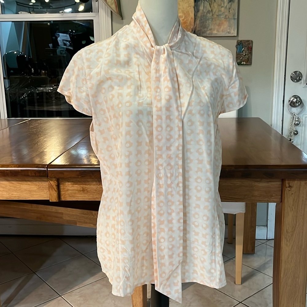 Linda Allard Ellen Tracy Pink Silk Charmeuse Blouse